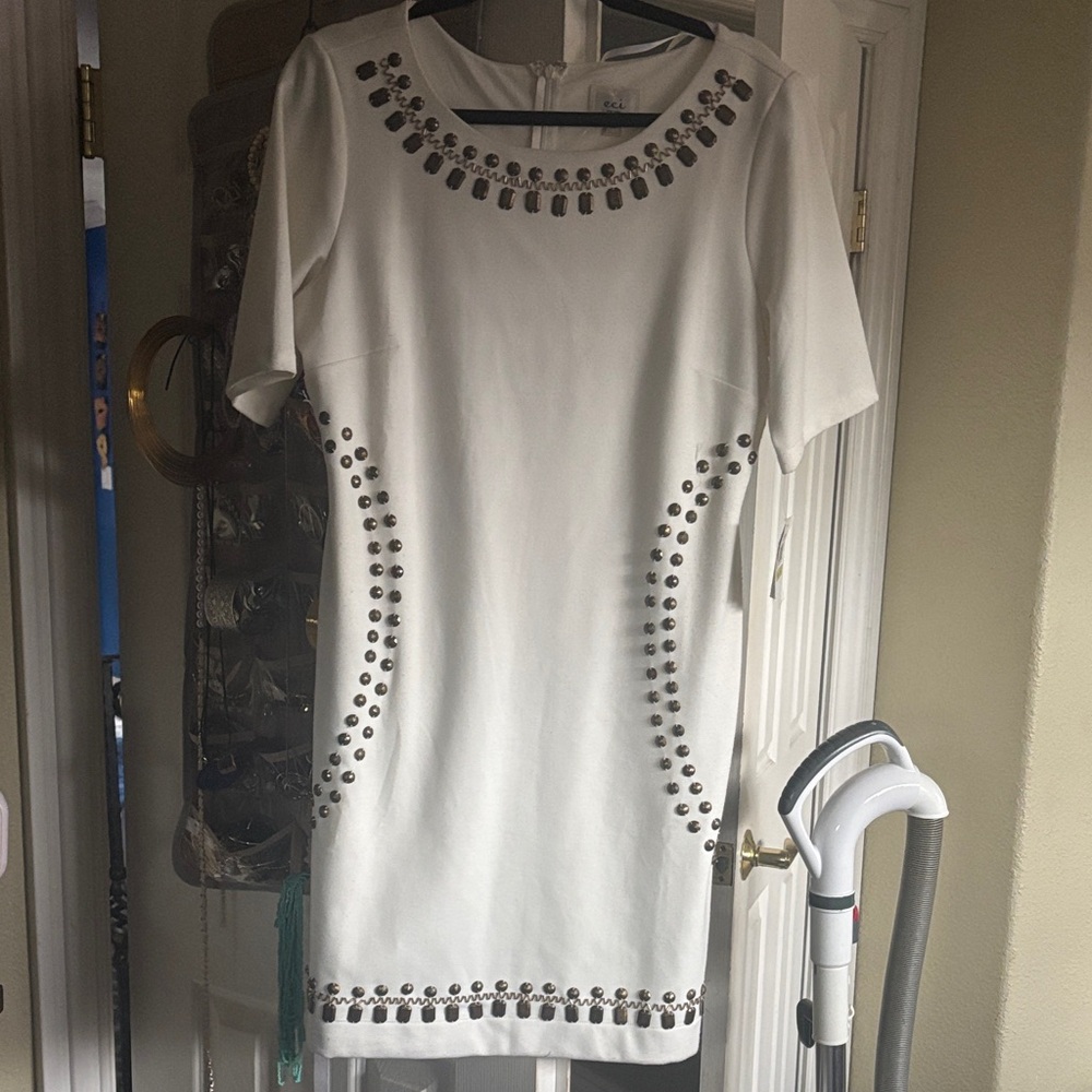 ECI White Studded Mini Dress